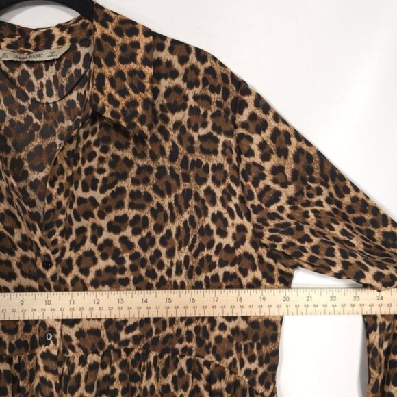 ZARA Flowy V-neck Leopard Oversized Top Shirt Mini‎ Dress LARGE 8355/237 BLOGGER - Picture 6 of 12